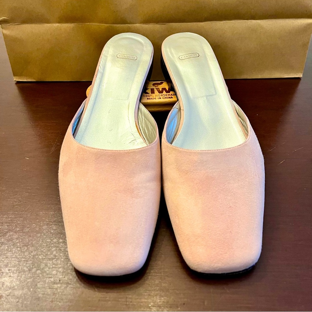 Coach square toe mule flats “Babette” pale pink